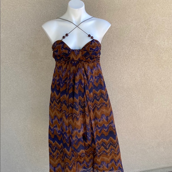 Chevron Print Multi Way Boho Chic Bead Lined Dress - Picture 2 of 9